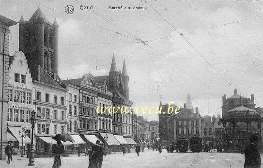 ancienne carte postale de Gand Marché aux grains