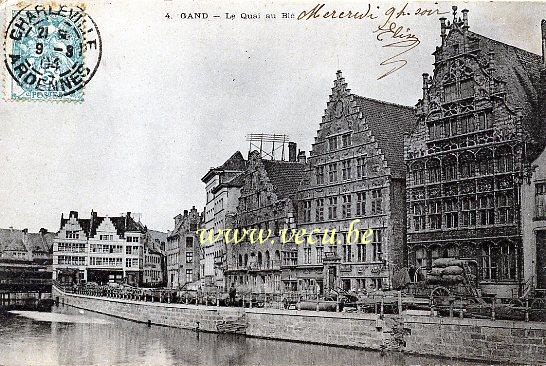 ancienne carte postale de Gand Le Quai aux Blé