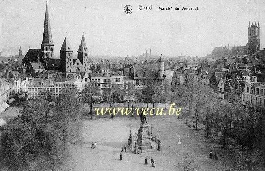 ancienne carte postale de Gand Marché du Vendredi
