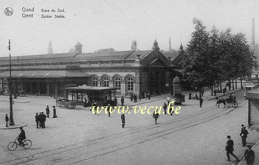ancienne carte postale de Gand Gare de Sud