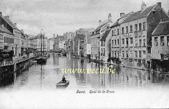 ancienne carte postale de Gand Quai de la Grue