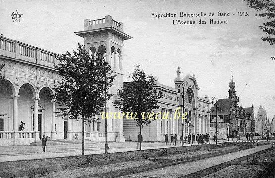 ancienne carte postale de Gand Exposition de 1913 - L'Avenue des Nations