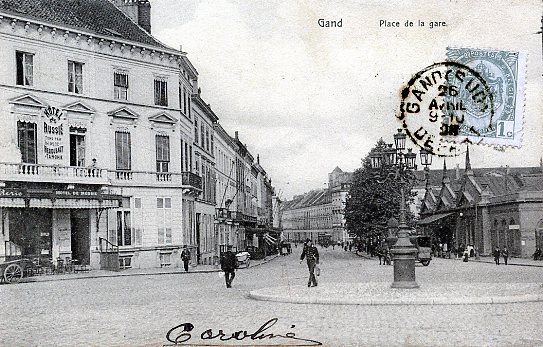ancienne carte postale de Gand Place de la Gare