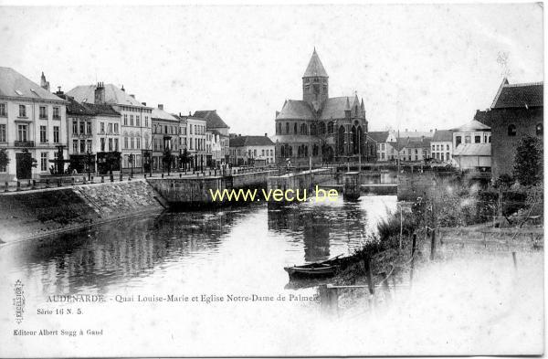postkaart van Oudenaarde Quai Louise-Marie et Eglise Notre Dame de Palmele
