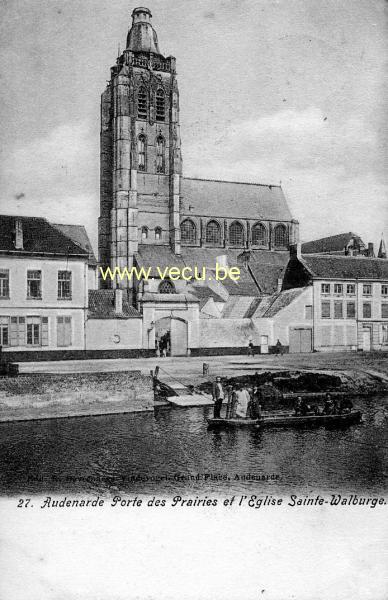 postkaart van Oudenaarde Porte des Prairies et l'Eglise Sainte-Walburge