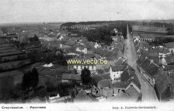 ancienne carte postale de Cruyshautem Panorama