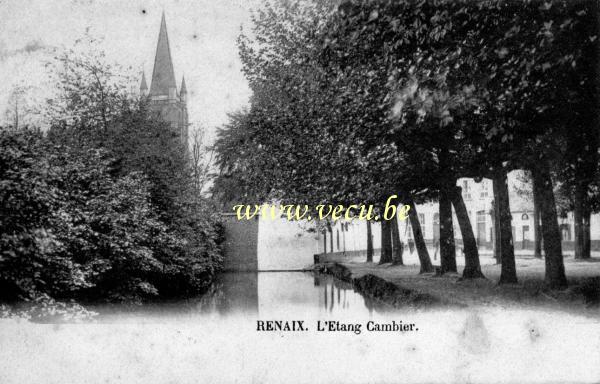 ancienne carte postale de Renaix L'étang Cambier