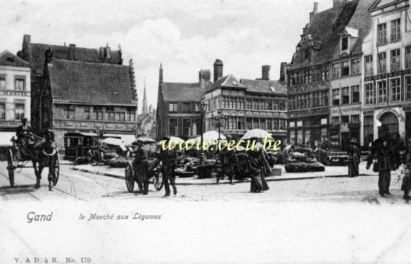 ancienne carte postale de Gand Le marché aux légumes
