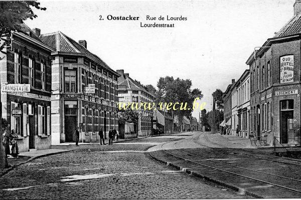 ancienne carte postale de Oostakker Rue de Lourdes