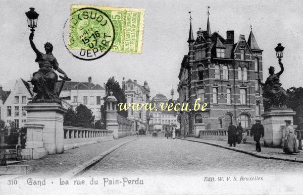 ancienne carte postale de Gand La rue du pain perdu