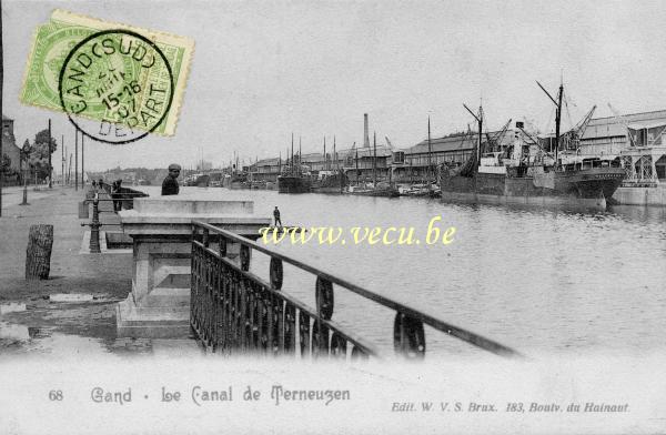 ancienne carte postale de Gand Le canal de Terneuzen