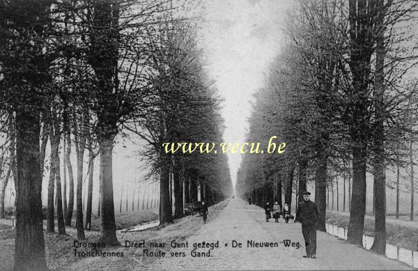 ancienne carte postale de Tronchiennes Route vers Gand