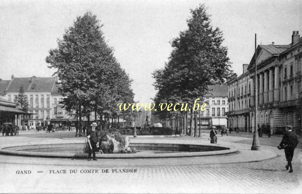 ancienne carte postale de Gand Place du Comte de Flandre