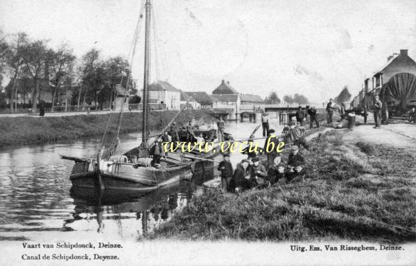 ancienne carte postale de Deinze Canal de Schipdonck