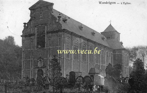 ancienne carte postale de Wondelgem L'église
