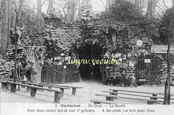 ancienne carte postale de Oostakker La Grotte