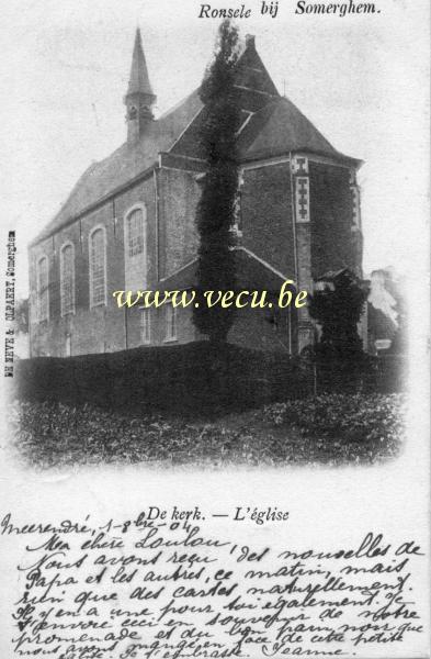 postkaart van Ronsele De kerk