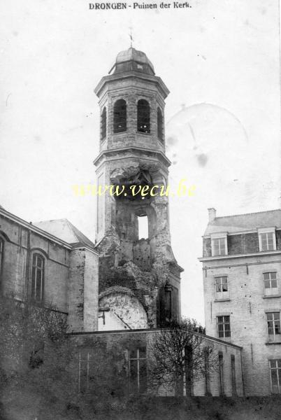 ancienne carte postale de Tronchiennes Puinen der kerk