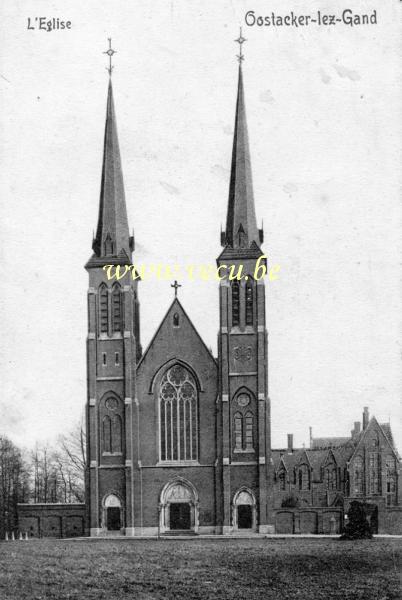 ancienne carte postale de Oostakker L'église