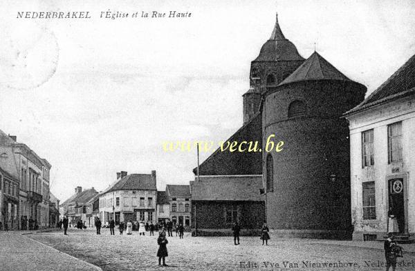 postkaart van Nederbrakel L'Eglise et la rue Haute