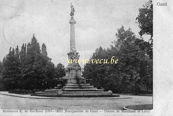 postkaart van Gent Monument R. de Kerchove (1819-1881) Bourgmestre de Gand - Oeuvre de Marchand et Leroy