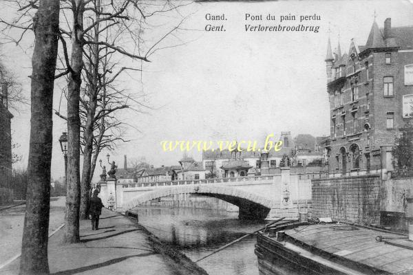 ancienne carte postale de Gand Pont du pain perdu