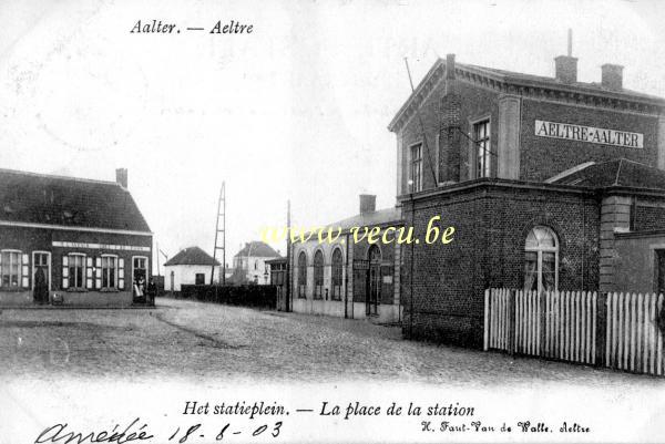 ancienne carte postale de Aalter La place de la station