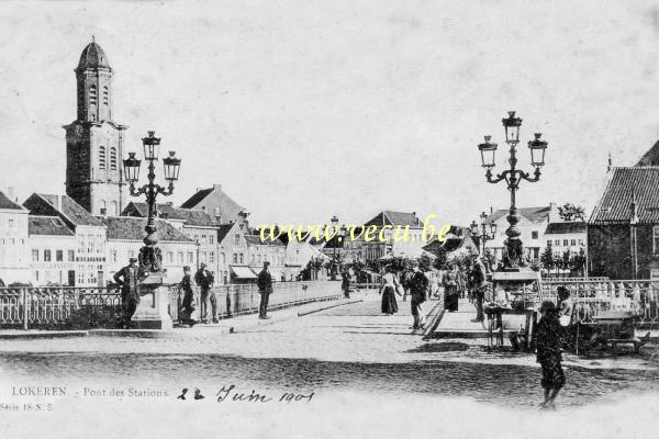 ancienne carte postale de Lokeren Pont des Stations