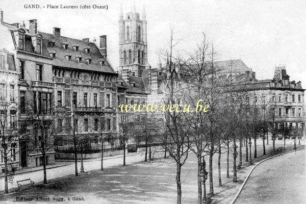 ancienne carte postale de Gand Place Laurent (côté ouest)