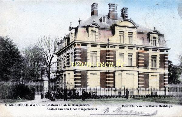 ancienne carte postale de Moerbeke-Waes Château de Mr le Bourgemestre