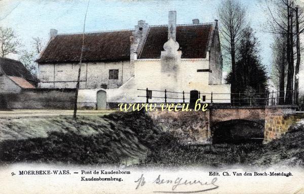 ancienne carte postale de Moerbeke-Waes Pont de Kaudenborm