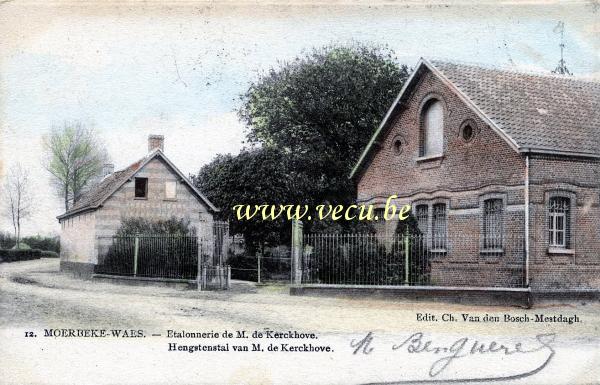 ancienne carte postale de Moerbeke-Waes Etalonnerie de M. de Kerckhove