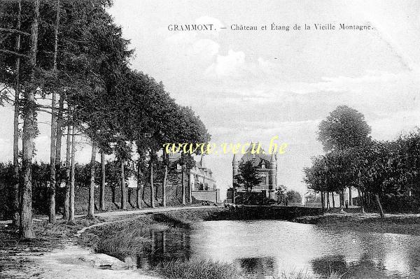 ancienne carte postale de Grammont Château et étang de la vieille montagne