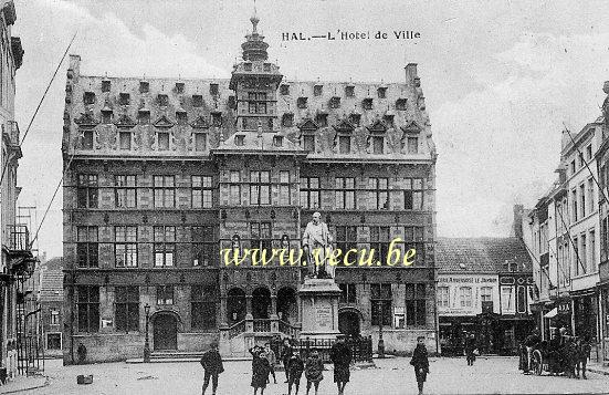 ancienne carte postale de Hal L'Hôtel de Ville