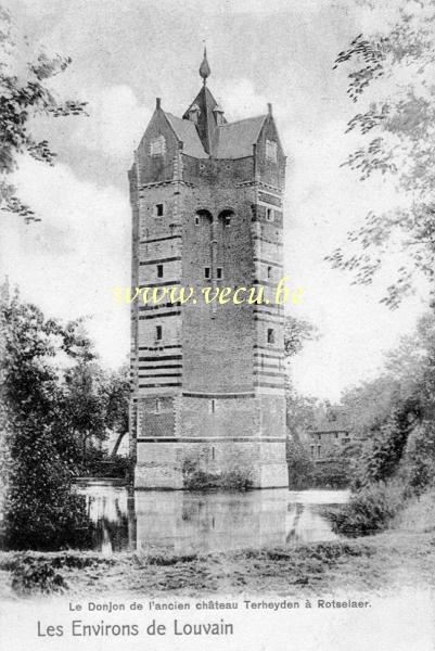 ancienne carte postale de Rotselaar Le donjon de l'ancien château Terheyden à Rotselaer