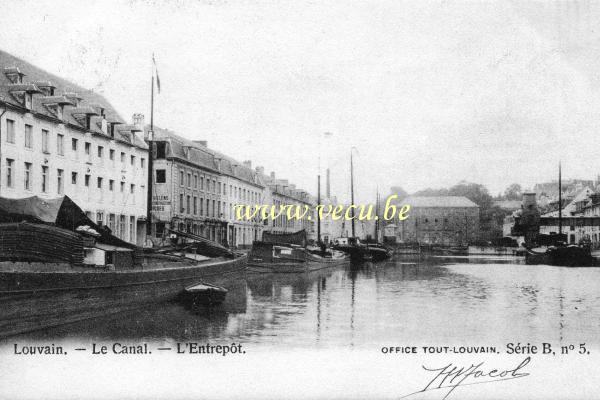 ancienne carte postale de Louvain Le canal - l'Entrepôt.