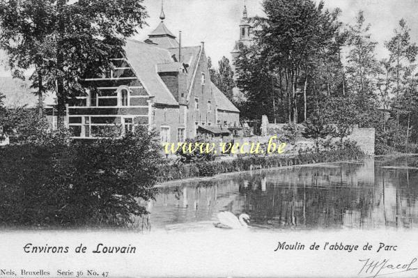 ancienne carte postale de Louvain Le Moulin de l'Abbaye de Parc