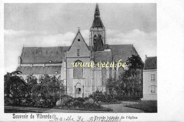 ancienne carte postale de Vilvorde Façade latérale de l'église