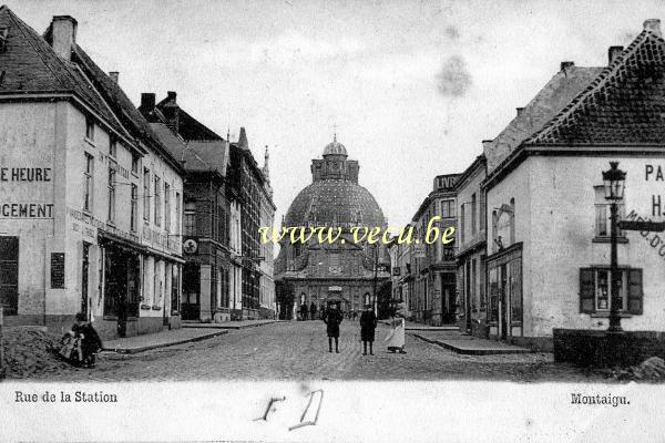 ancienne carte postale de Montaigu Rue de la Station