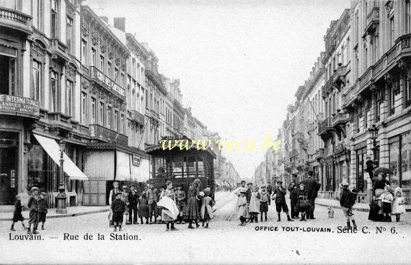 ancienne carte postale de Louvain Rue de la Station (avenue des alliés)