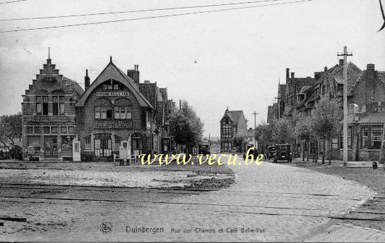 postkaart van Duinbergen Rue des champs et café Belle-Vue