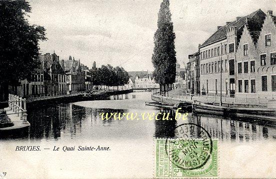 ancienne carte postale de Bruges Le Quai Sainte-Anne