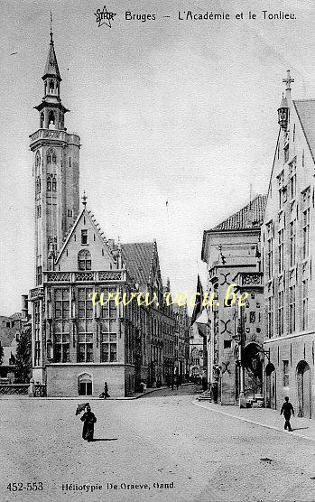 ancienne carte postale de Bruges L'Académie et le Tonlieu