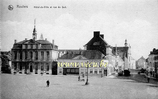 postkaart van Roeselare Hôtel de ville et rue du sud