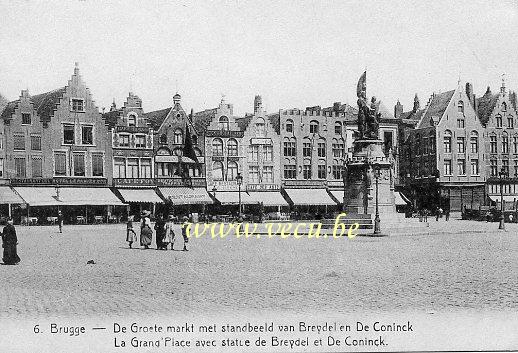 postkaart van Brugge De markt met standbeeld van Breydel en De Coninc