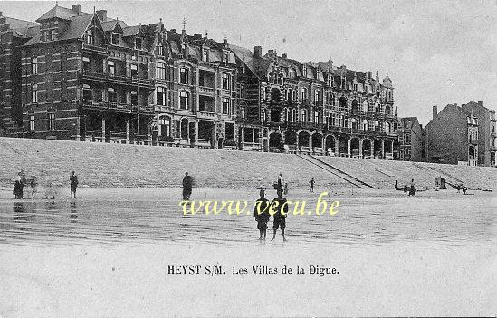 ancienne carte postale de Heyst Les Villas de la Digue