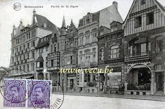 ancienne carte postale de Middelkerke Partie de la Digue