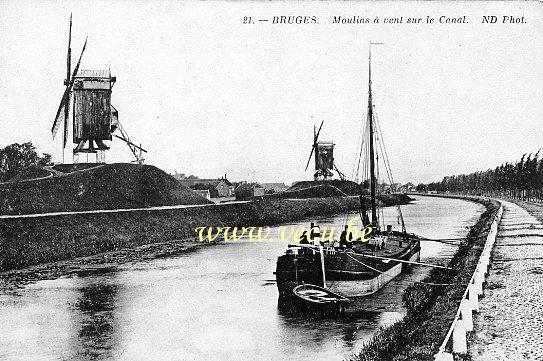 postkaart van Brugge Het kanaal Brugge-Oostende - Staakmolens
