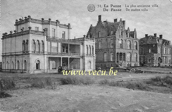 ancienne carte postale de La Panne La plus ancienne villa