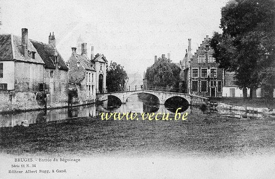 postkaart van Brugge Ingang van het begijnhof